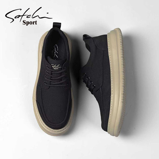 Satchi Men's Shoes Winter 2025 New Trendy Versatile Sneakers Thick-Soled Casual Shoes Simple Canvas Shoes