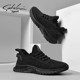 Shachi Men's Shoes 2025 New Autumn Fly-Knit Mesh Shoes Black Versatile Soft-Soled Comfortable Sports Casual Travel Shoes
