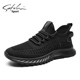 Shachi Men's Shoes 2025 New Autumn Fly-Knit Mesh Shoes Black Versatile Soft-Soled Comfortable Sports Casual Travel Shoes