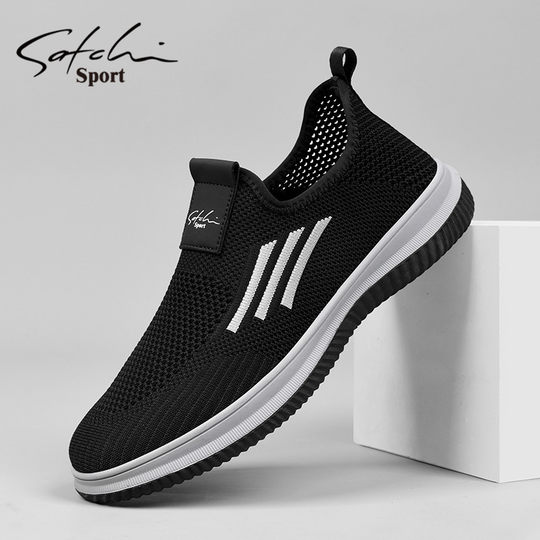 Satchi/Sachi Men's Shoes Genuine Winter 2025 New Slip-On Lazy Shoes Breathable Thin Mesh Shoes