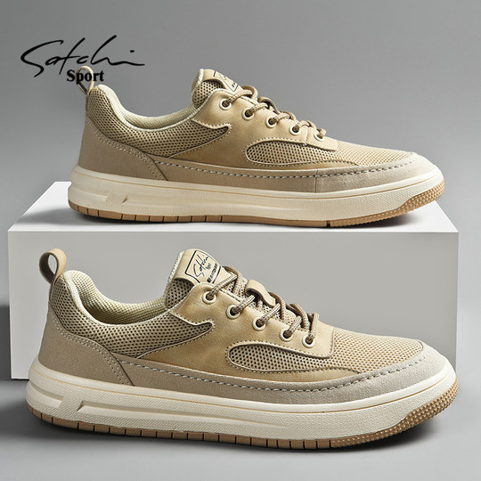 Shachi Men's Shoes Autumn Genuine 2025 New Casual Shoes Men's Trendy Versatile Sneakers Thin Breathable Mesh Shoes