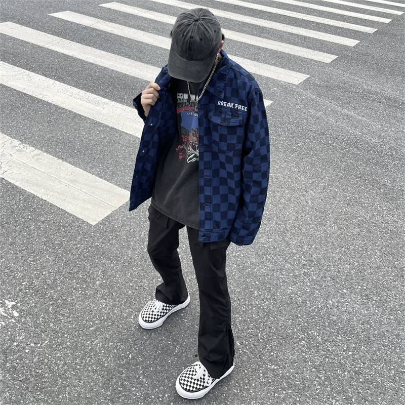 Куртка, джинсовая клетка/чешуя? American style, European style, oversize