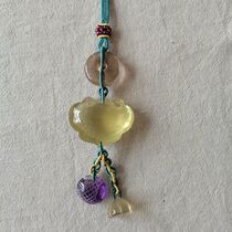 Original natural yellow crystal wishful lock Lotus car pendant safe and good luck continuous jewelry hanging