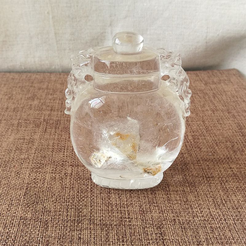 Natural Stone Middle Stone White Crystal Seiko Engraving Treasure Bottle Home Office Swing Piece of Ping An ornament
