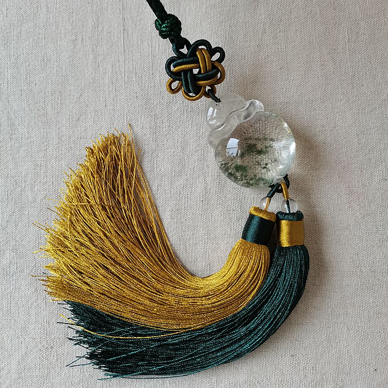 Natural Crystal Green Ghost Money Bag Car Pendant Christmas Home Car Decorations A figure