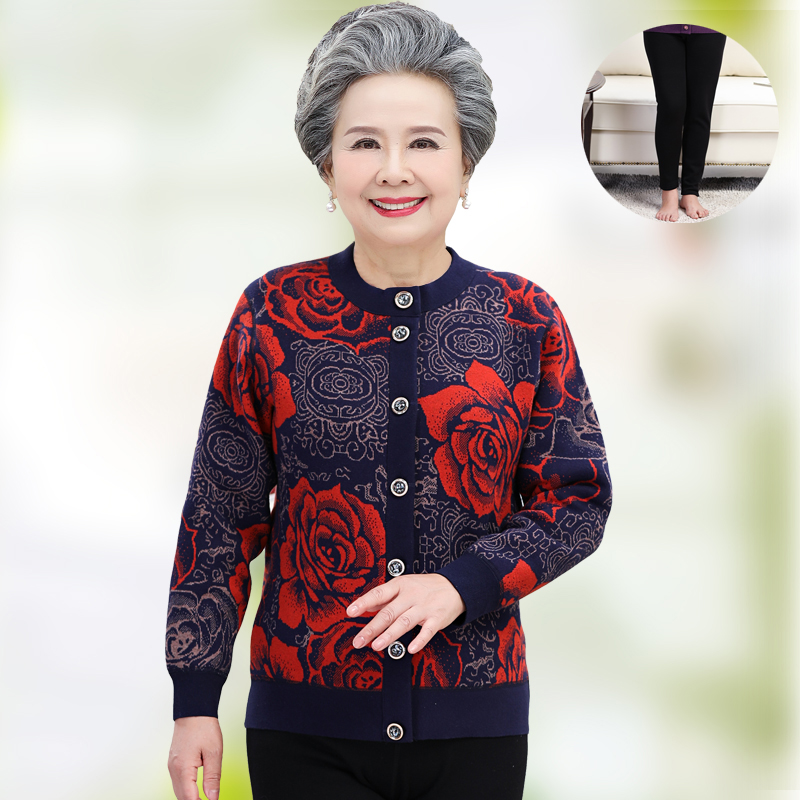 phụ nữ trung niên già ấm đồ lót dày cộng với nhung cardigan đơn mảnh áo mẹ bà sân lớn người già mặc khéo léo bên ngoài vào mùa đông.