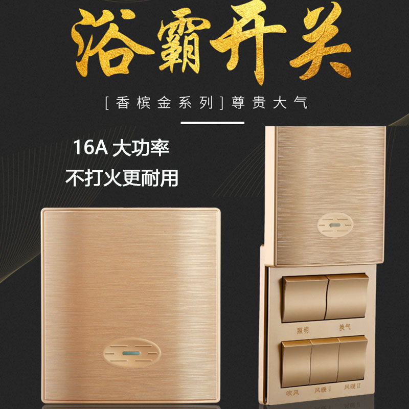 Toilet integrated ceiling wind warm bath bully five open and close slide cover 5 open control 16A wire drawing gold applicable beauty-Taobao