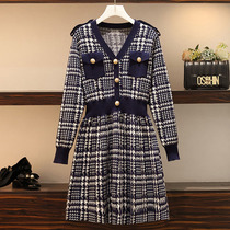 Large size womens clothing 2021 spring and autumn new fat sister thin foreign style fashion cover belly age reduction long-sleeved dress