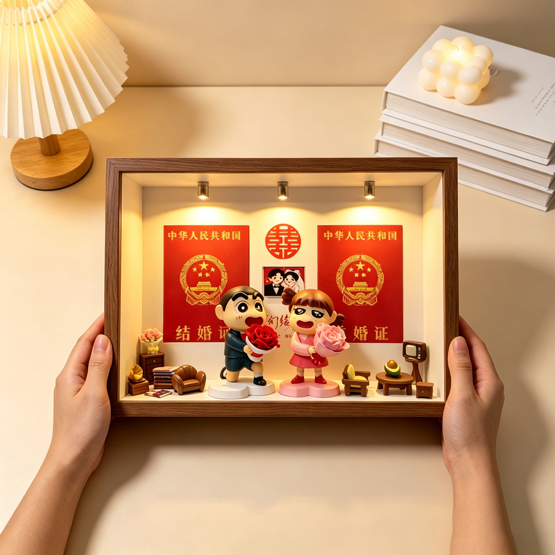 Authentic Crayon Shin-Chan Wedding Certificate Photo Frame, Wedding Anniversary Frame, Couple Registration Photo Display Stand, New Marriage Gift Authentic Crayon Shin-Chan Wedding Certificate Photo Frame, Wedding Anniversary Frame, Couple Registration Photo Display Stand, New Marriage Gift