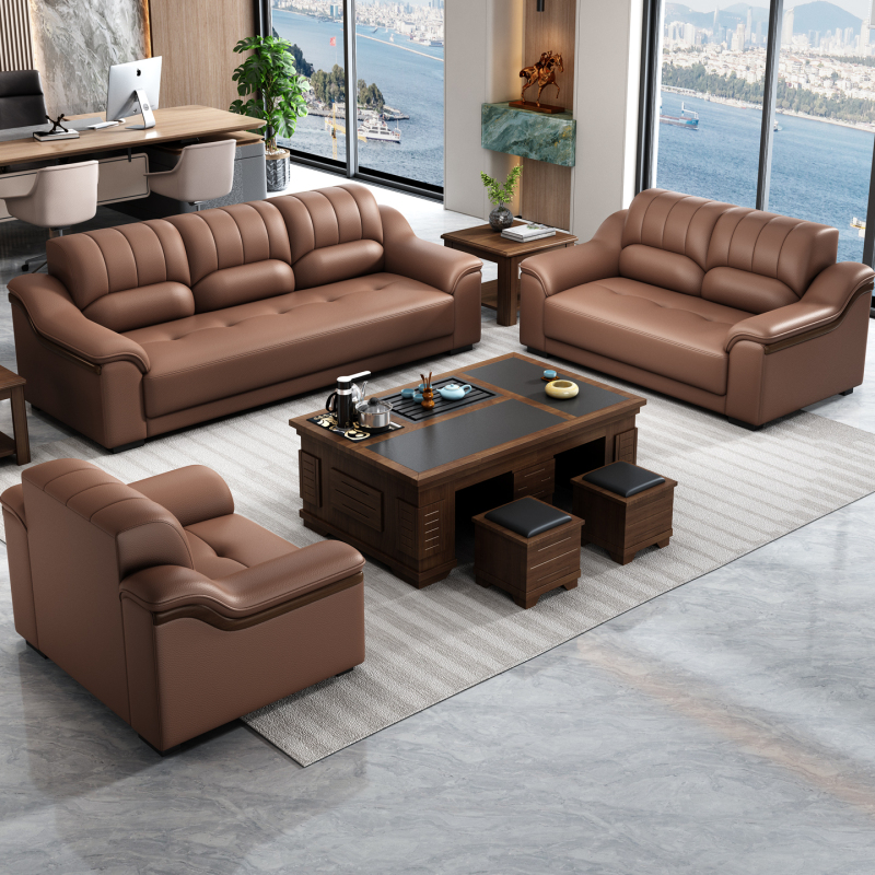Modern Office Sofa New Model Combination Set for Office Company Business Simple Reception Area Coffee Table Set