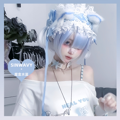 taobao agent Blue cute wig, detachable ponytail, Lolita style