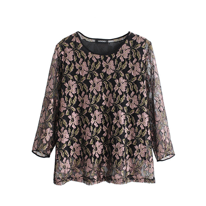 Gugujia custom loose sweet lace breathable chiffon shirt plus fat plus fat MM two-piece bottoming shirt for women