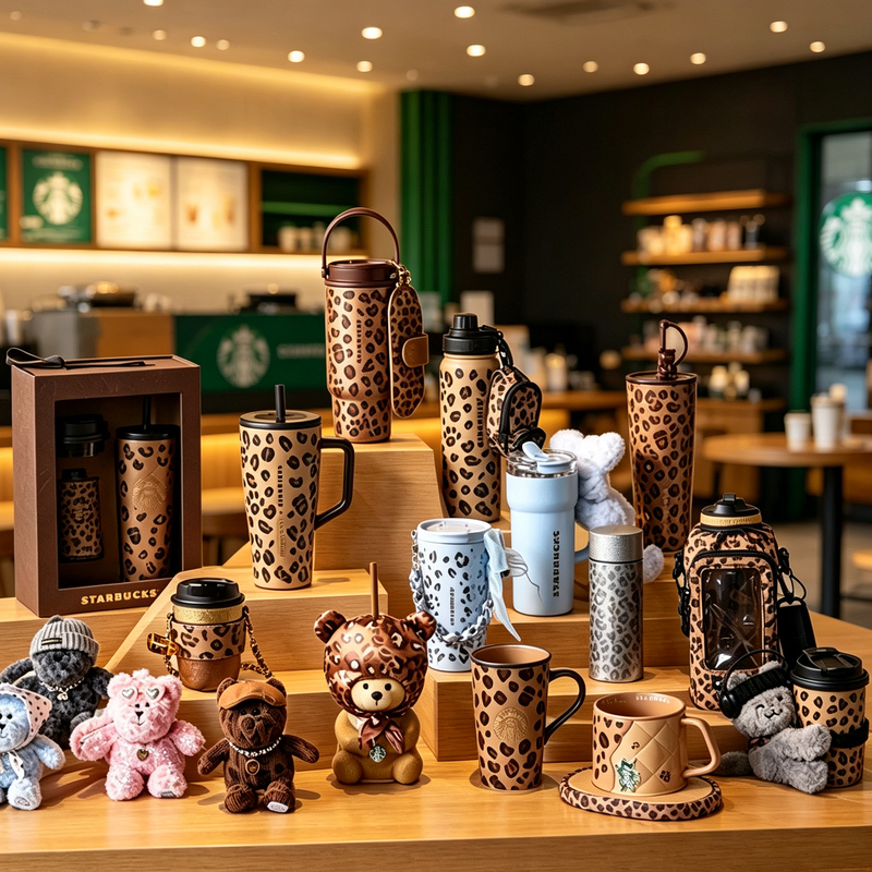 Starbucks Cup Leopard Print Coffee Straw Cup Large Capacity Insulated Desktop Coffee Titanium Cup Ceramic Mug