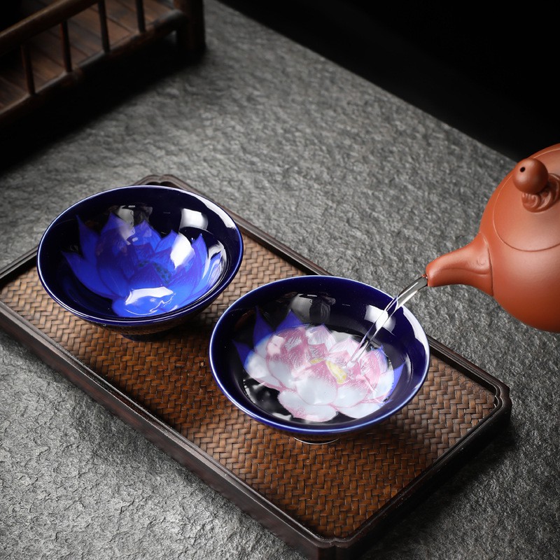 Hui shi peach blossom put color - changed master kung fu hat cup ceramic cups large cups of tea, tea set, sample tea cup Mid - Autumn festival