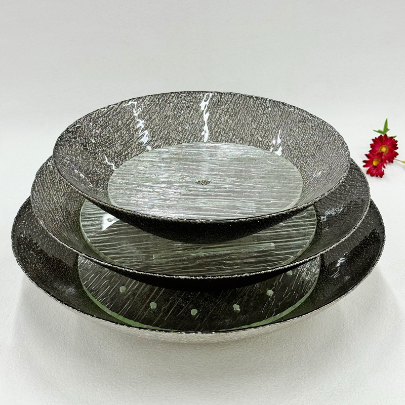 High-End Salmon Sashimi Plate, Ice Plate, Dry Ice Tableware, Special Seafood Platter for Sashimi, Glass Sashimi Bowl