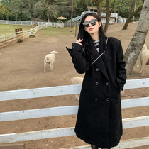 SUN11 (Thanksgiving feedback as low as 5 fold spot second hair) medium long woolen coat female thick woolen coat