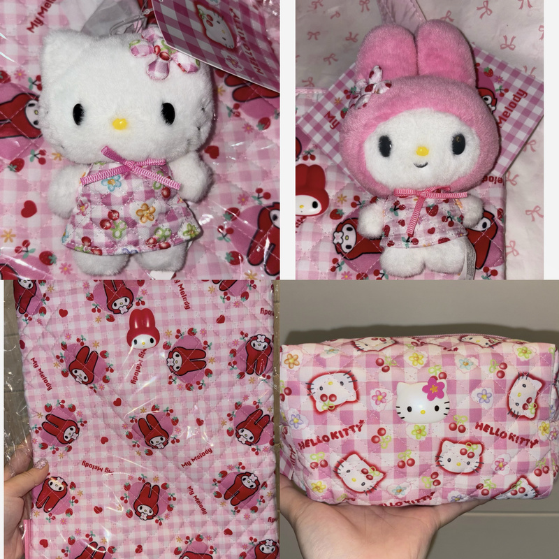 In-Stock Sanrio April Genuine Retro Vintage Print Series Pendant Bag Mirror Makeup Pouch