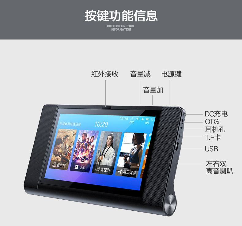 củ phát wifi 4 râu Amoi mini TV ông già xem máy hát hát người già hát máy nhảy vuông HD đa chức năng phát video wifi mạng không dây di động thẻ di động sạc màn hình cảm ứng nghe - Trình phát TV thông minh cục wifi