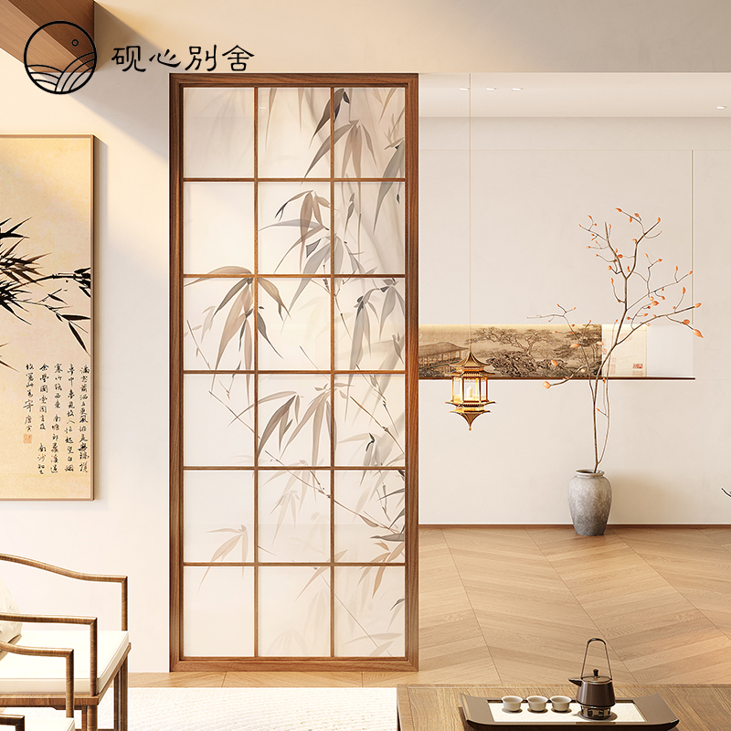Screen Partition for the Entrance Hall in the Style of Song Dynasty Aesthetics, Suitable for Home Use in the Living Room, Facing the Door, in New Chinese Style, with Solid Wood Lattice Design to Block the Bamboo Shadow Screen Partition for the Entrance Hall in the Style of Song Dynasty Aesthetics, Suitable for Home Use in the Living Room, Facing the Door, in New Chinese Style, with Solid Wood Lattice Design to Block the Bamboo Shadow