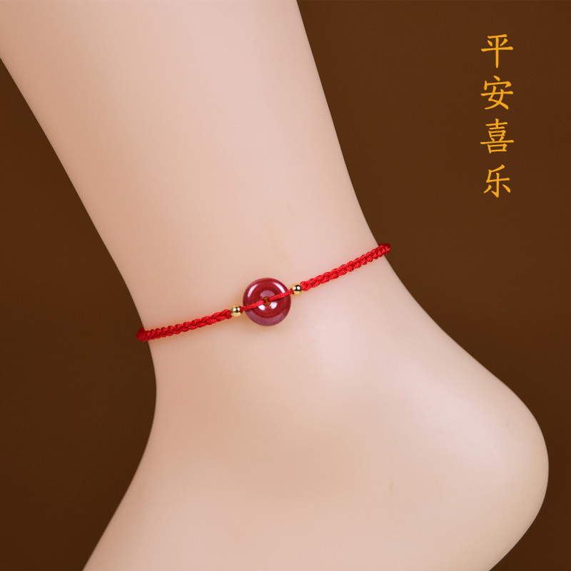 This Life year Sand Safety Buckle Red Foot Necklace MEN AND WOMEN'S YEAR OPEN SILVER FOOTED ROPE HAND WOVEN LOVERS