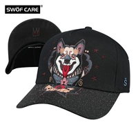 SWOFCARE / Swarf 3D thêu mũ xe tải nam và nữ mũ thể thao màu đen mũ bóng chày Husky LUCAS - Bóng chày một quả bóng chày