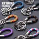 Colorful braided rope key chain car key chain multi-ring design car key pendant simple key chain
