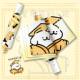 Line Art Puppy Emperor Emoticon Fully Automatic Umbrella for Women, Dual-Use for Sun and Rain, Foldable Black Coating Sun Protection Umbrella