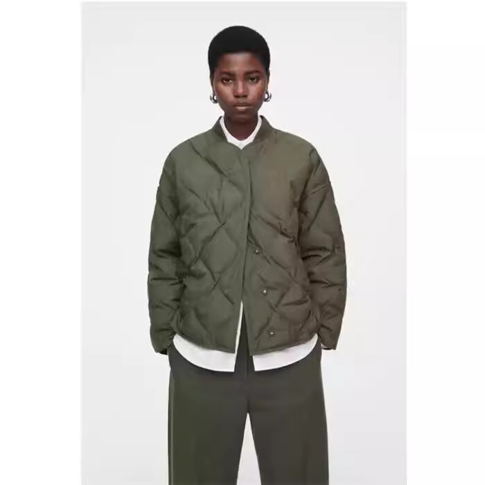 Original Women's Clothing 2024 Autumn and Winter Loose Quilted Thin down Jacket with Diamond Pattern 1205863004