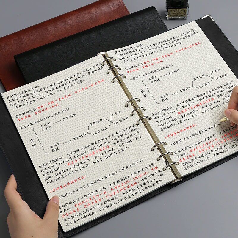 a4 Thinking Guide figure large loose-leaf This soft leather Cornell notebook Custom Print Logo examination and writing study Reading with detachable b5 Grid This blank inner core crosswire vertical section of the box