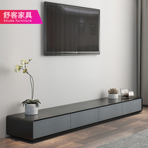 Modern simple TV cabinet Nordic size apartment TV cabinet Black oak grain living room floor cabinet low cabinet