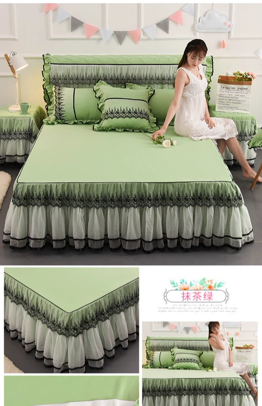 INS công chúa Hàn Quốc ren bedspread giường váy một mảnh trượt lưới Ruffles ren đỏ DN giường 1.51.82.0 - Váy Petti