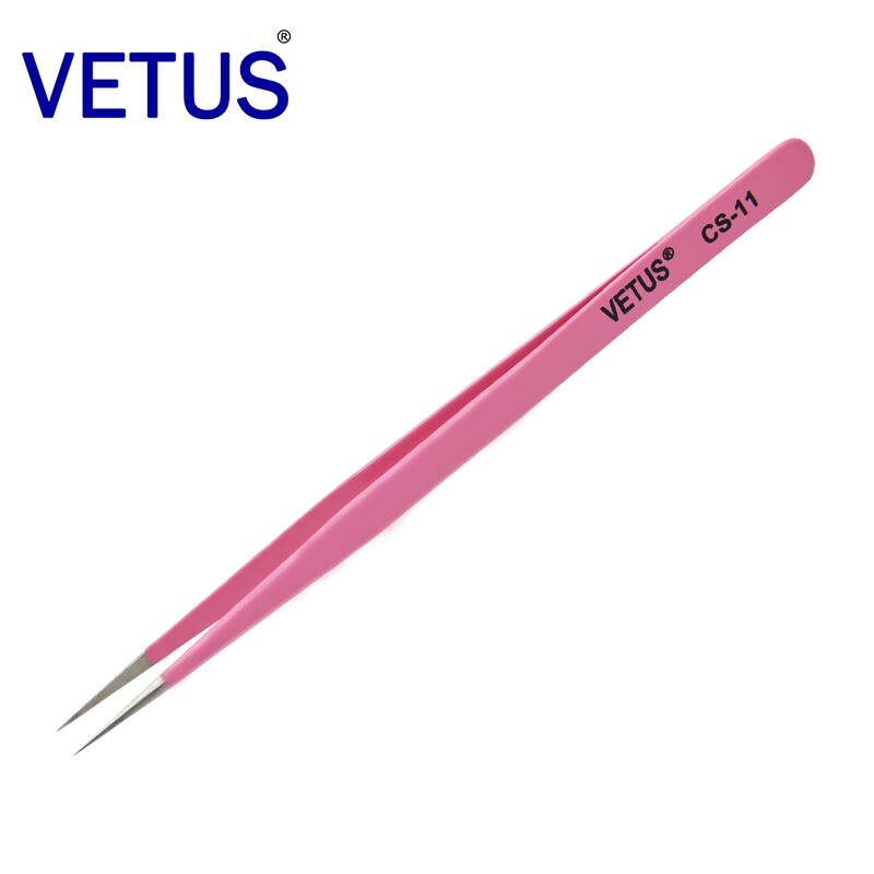 VETUS CS-1112155A pink beauty eyelashes tweezers 302 stainless steel acid-base anti-corrosion anti-corrosion