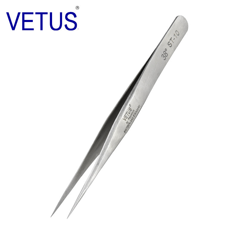 VETUS ST 38° High Precision Tweezers Stainless Steel Antimagnetic Anti-Acid Anti-Acid Clock Tools Electronic Maintenance Tweezers