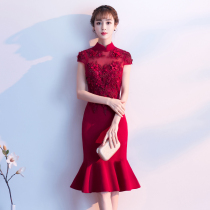 The bride of toast dress 2022 new home - tail red wedding banner dress can usually wear