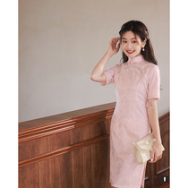 The new summer style of sweet young and refined version of the dress in 2022 is a new pink - colored dress