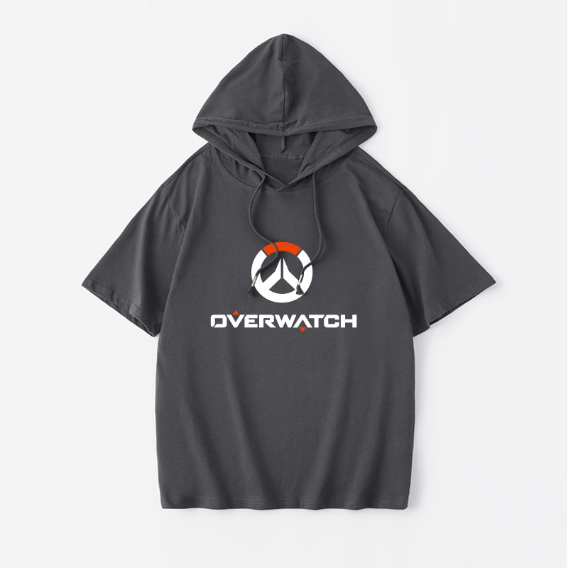 Overwatch Game Shooting T-Shirt Short-Sleeved Casual Clothing for Women and Men Hooded Vest Loose Summer Couple Wear Cotton