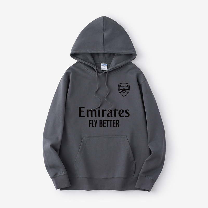 Arsenal Team Uniform Jersey Football Sports Sweatshirt Hooded Black Clothing Pullover Unisex Top Loose Couple Outfit