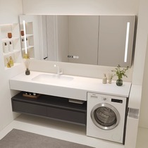 Corian integrated basin indoor washing machine cabinet combination bathroom slate bathroom cabinet seamless washbasin washbasin