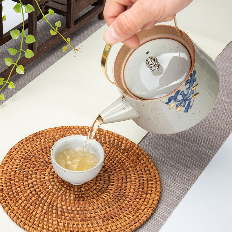 Jane quality ceramic teapot girder are checking flower pot pot kung fu tea set single pot of large tea tea kettle
