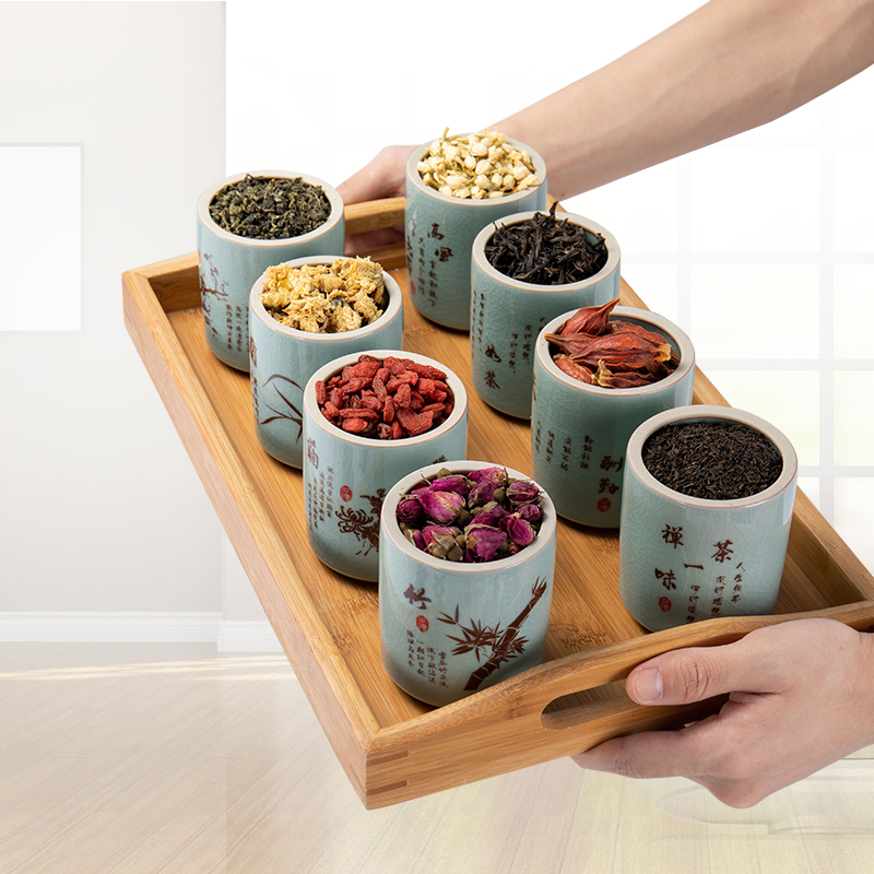 Jane quality household small caddy fixings mini elder brother up with ceramic red green tea tea boxes portable portable sealed as cans moistureproof
