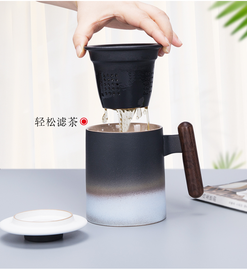 Ceramic filter cups with handle with cover keller Japanese household separation of tea ultimately responds cup of tea