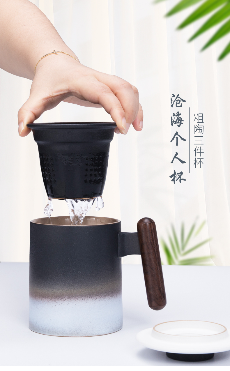 Ceramic filter cups with handle with cover keller Japanese household separation of tea ultimately responds cup of tea