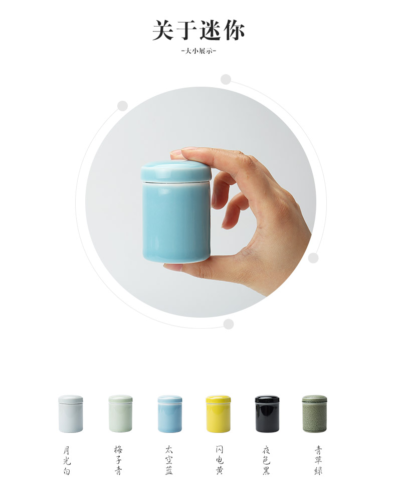 Portable travel storage tanks with ceramic green tea packaging mini small celadon caddy fixings tea accessories