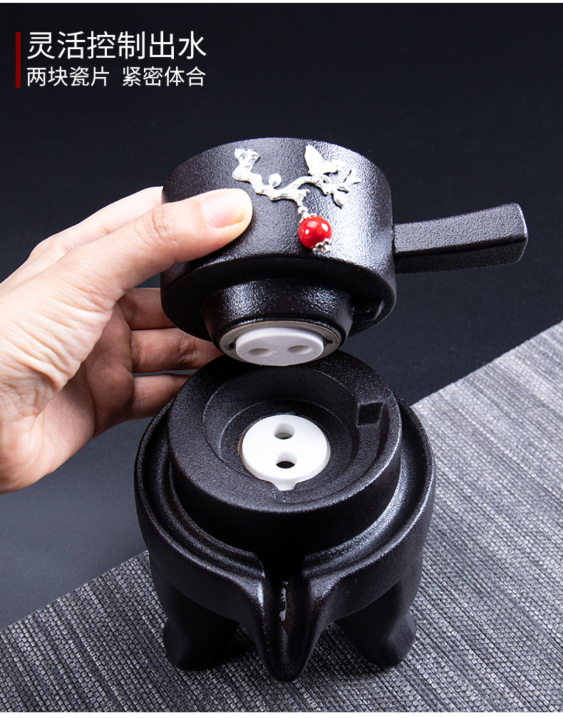 Household contracted automatic ceramic tea set lazy people make tea machine fit black pottery pot office kung fu tea set