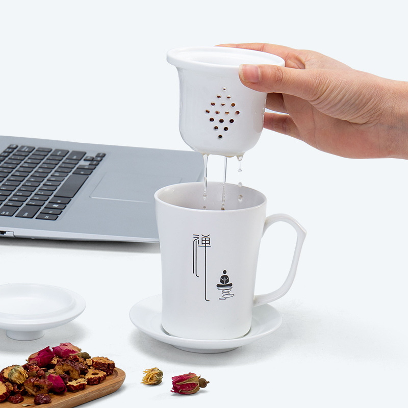 Large capacity filter mark cup tea water cup home office meeting ceramic cups of tea set apart