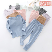 De velvet thermal underwear Childrens incognito self-heating boys double-sided brushed autumn clothes Autumn pants Girls home clothes set