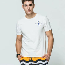 Loose solid color crew neck T-shirt mens sports pure cotton sea soul T-shirt seaside resort beach slim short sleeve