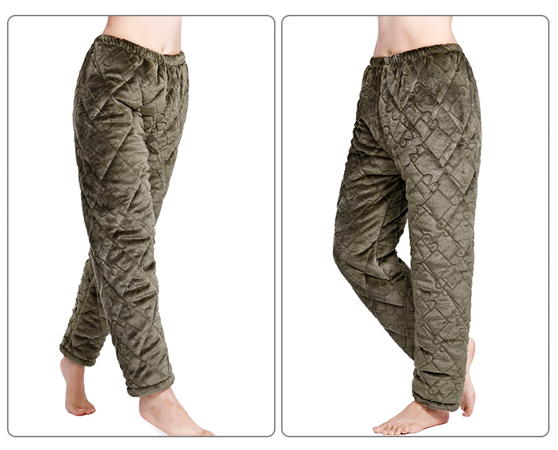 Quần cotton nữ mùa đông đặc biệt dày ba lớp flannel nhung nhung ngủ Quần cotton nhà cộng với quần béo quần đũi nữ