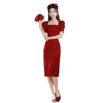 新中式旗袍敬酒服新娘订婚连衣裙平时可穿红色礼服女回门2024新款