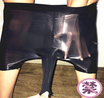 Mens stockings underwear flat corner God belt JJ set transparent glossy plus gear plus size tight opening four corner shorts